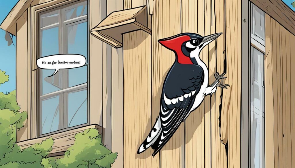 Woodpecker Pecking on House Siding