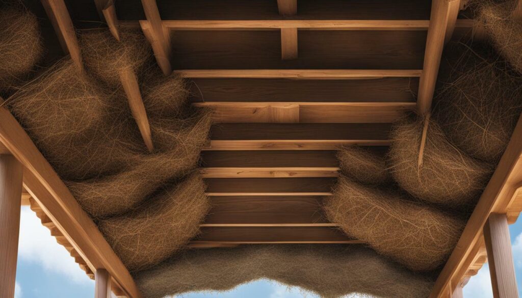 Birds nest under eaves