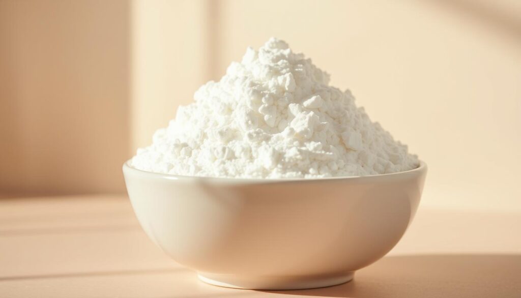 Baking soda home remedy for SDF stain removal Baking soda in a white bowl used as a natural home remedy for SDF stain removal from teeth
