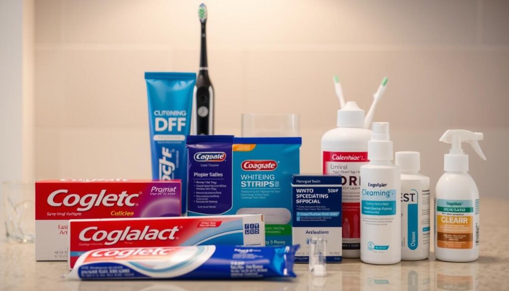 At-home SDF stain removal products At-home SDF stain removal products including whitening strips, toothpastes and dental care tools